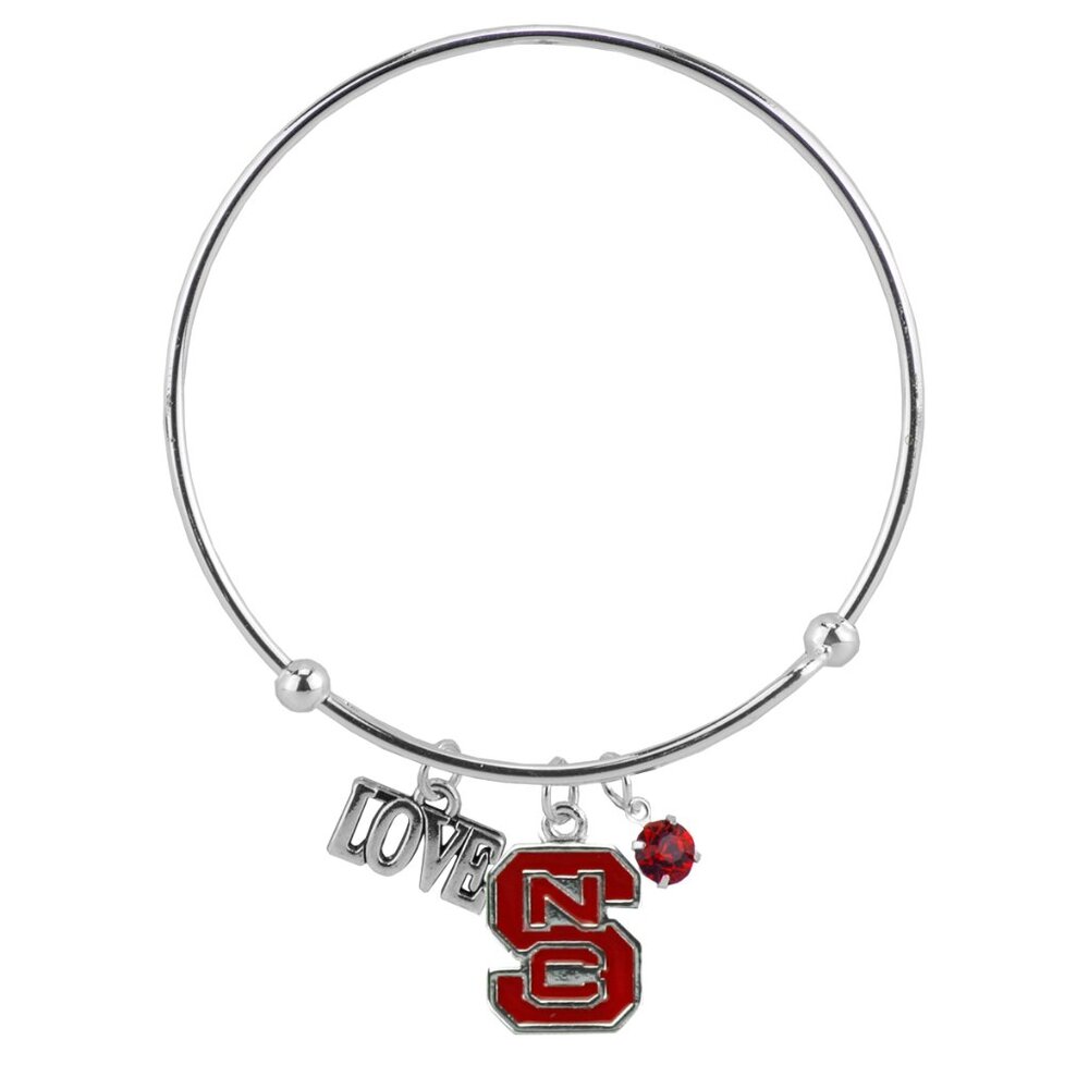 North Carolina State University Bangle Bracelet Love Charm NCSU Wolfpack Jewelry
